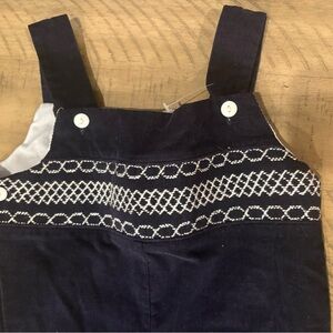 boys Blue corduroy winter outfit smocked 24m  long romper by lolly wooly doodle